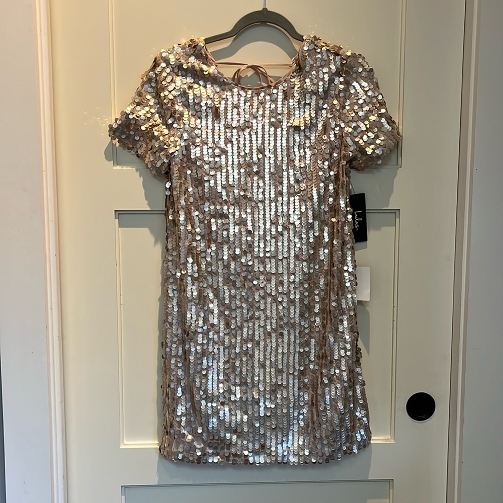 Rose Gold Sequin Mini Dress size XS NWT
